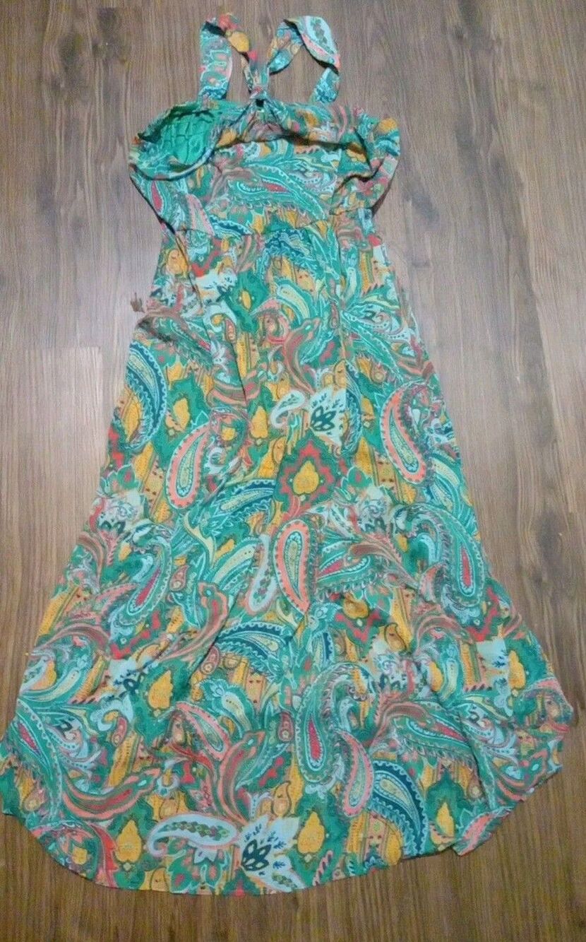 Maurices maxi dress womens size xxl green paisley print summer vacation